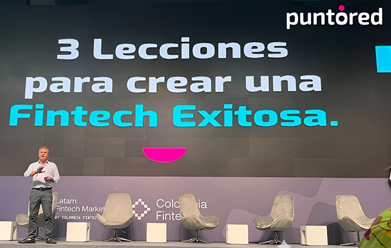 Andrés Albán, CEO de Puntored, compartiendo tres lecciones clave para el éxito de una fintech en el evento Colombia Fintech 2025.